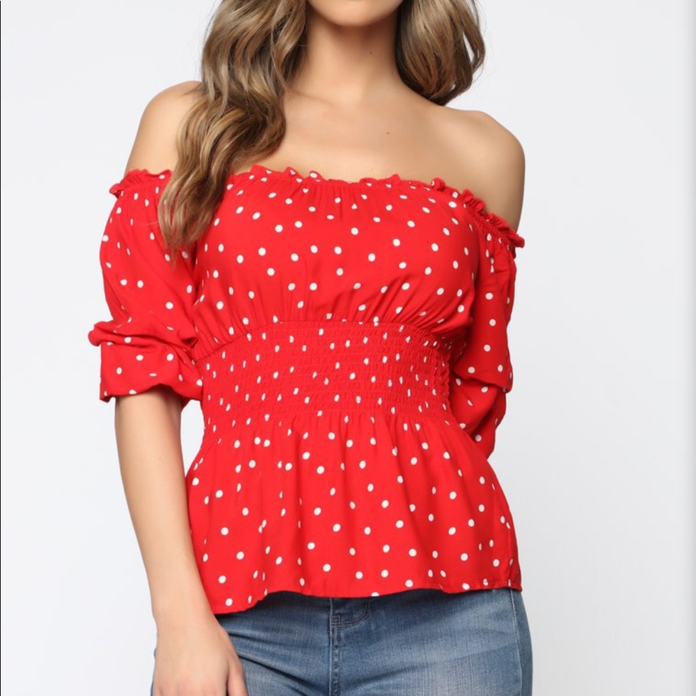 No Love Lost Polka Dot Top - Red/White